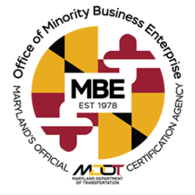 Logo of the Office of Minority Business Enterprise with Maryland's official MBE certification agency text.