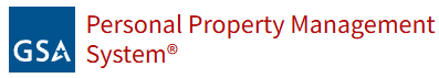 GSA Personal Property Management System logo with blue and red text.