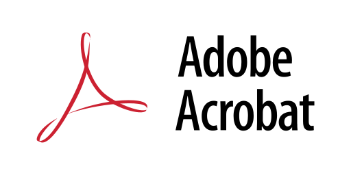 Adobe Acrobat logo with red icon and black text on a white background